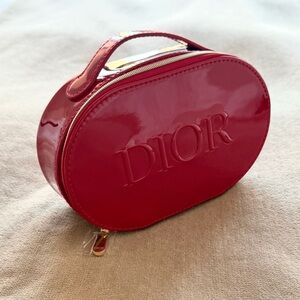 Brand new Dior Glossy Red Oval Cosmetic Case vanity